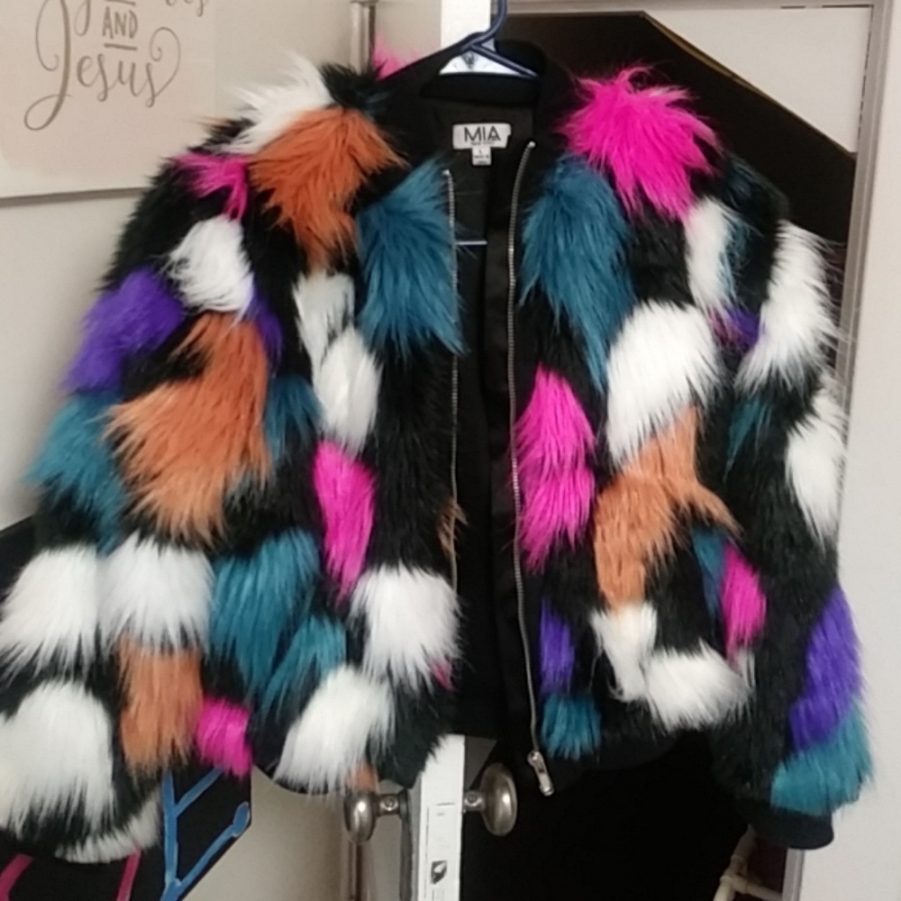 Multi-Color Faux Fur Coat